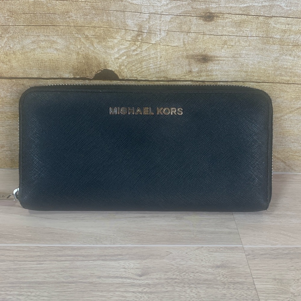 Michael Kors Women's Jet Set Travel Double Top Zip Leather - Black